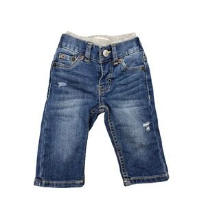 Levi Strauss Co Baby Boys 3M Blue Denim Pull On Pants Jeans Distressed